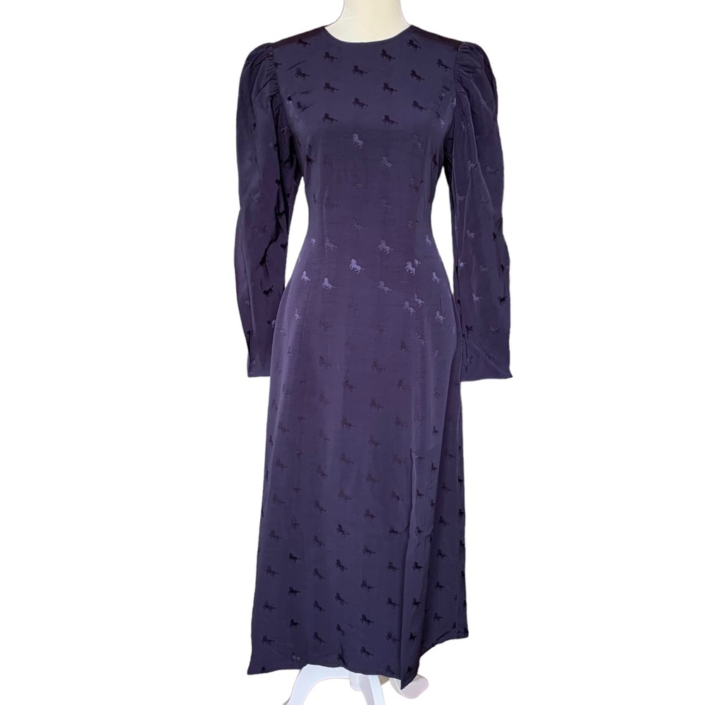 NWT Paris Atelier & Other Stories Jaqcquard Horse Puff Sleeve Midi Dress Size 8
